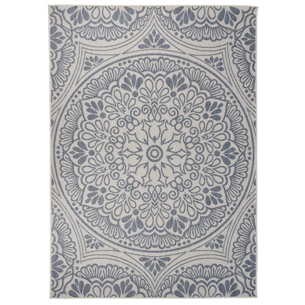 Buitenkleed met patroon platgeweven 120x170 cm blauw is nu te koop bij PeponiXL, paradijselijk wonen!