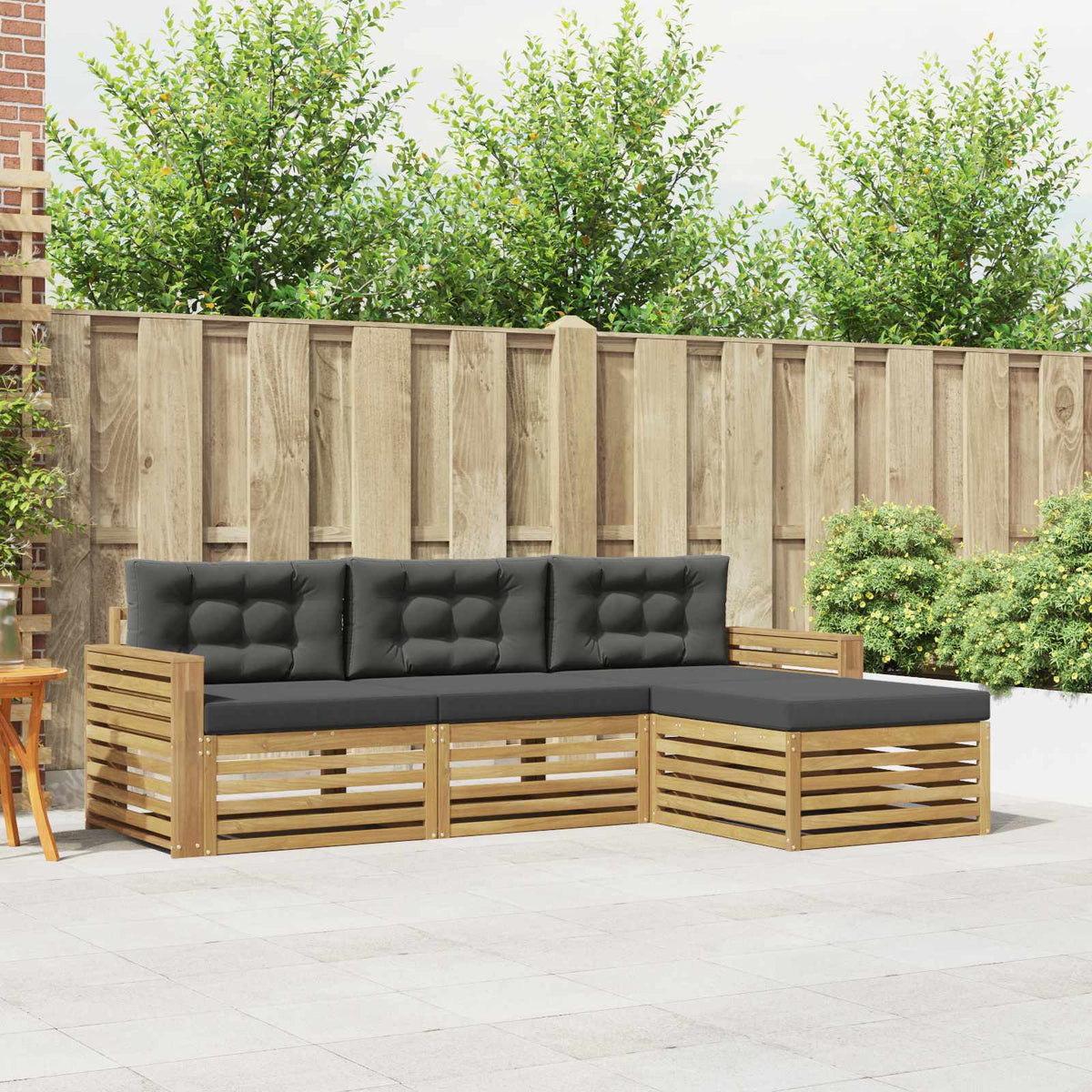 Buiten bankenset 4 pcs Wit en antracietkleurig is nu te koop bij PeponiXL, paradijselijk wonen!