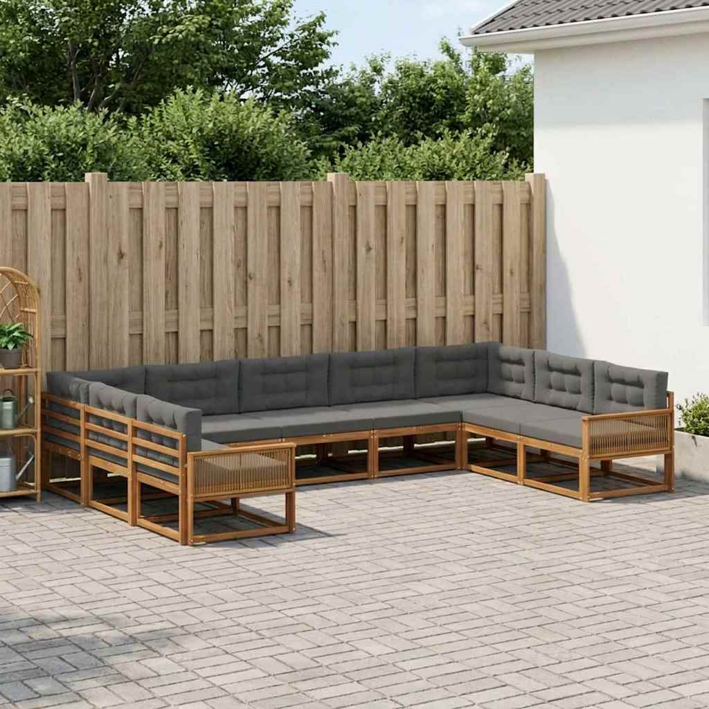 Buiten bankenset met kussen 9 pcs Natuurlijk en Antraciet is nu te koop bij PeponiXL, paradijselijk wonen!
