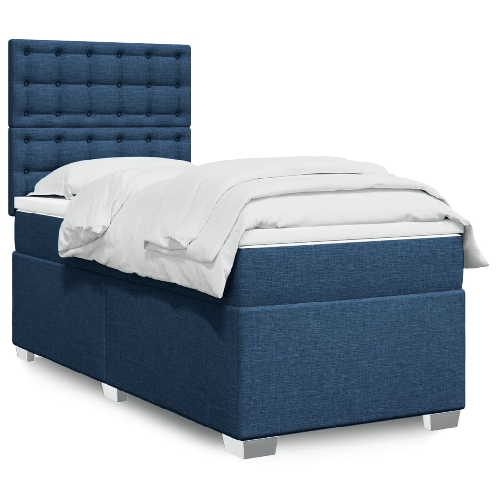 Boxspring met matras stof blauw 100x200 cm is nu te koop bij PeponiXL, paradijselijk wonen!
