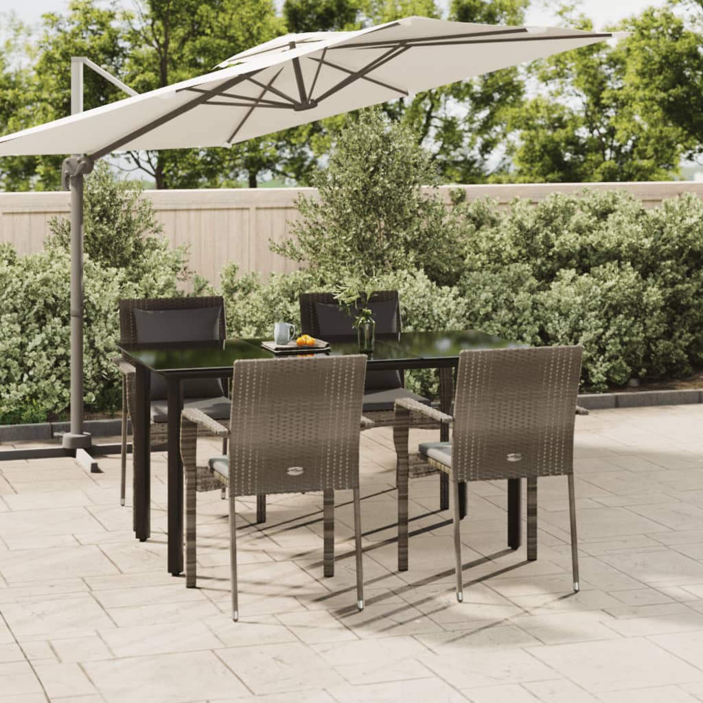 5-delige Tuinset met kussens poly rattan zwart en grijs is nu te koop bij PeponiXL, paradijselijk wonen!