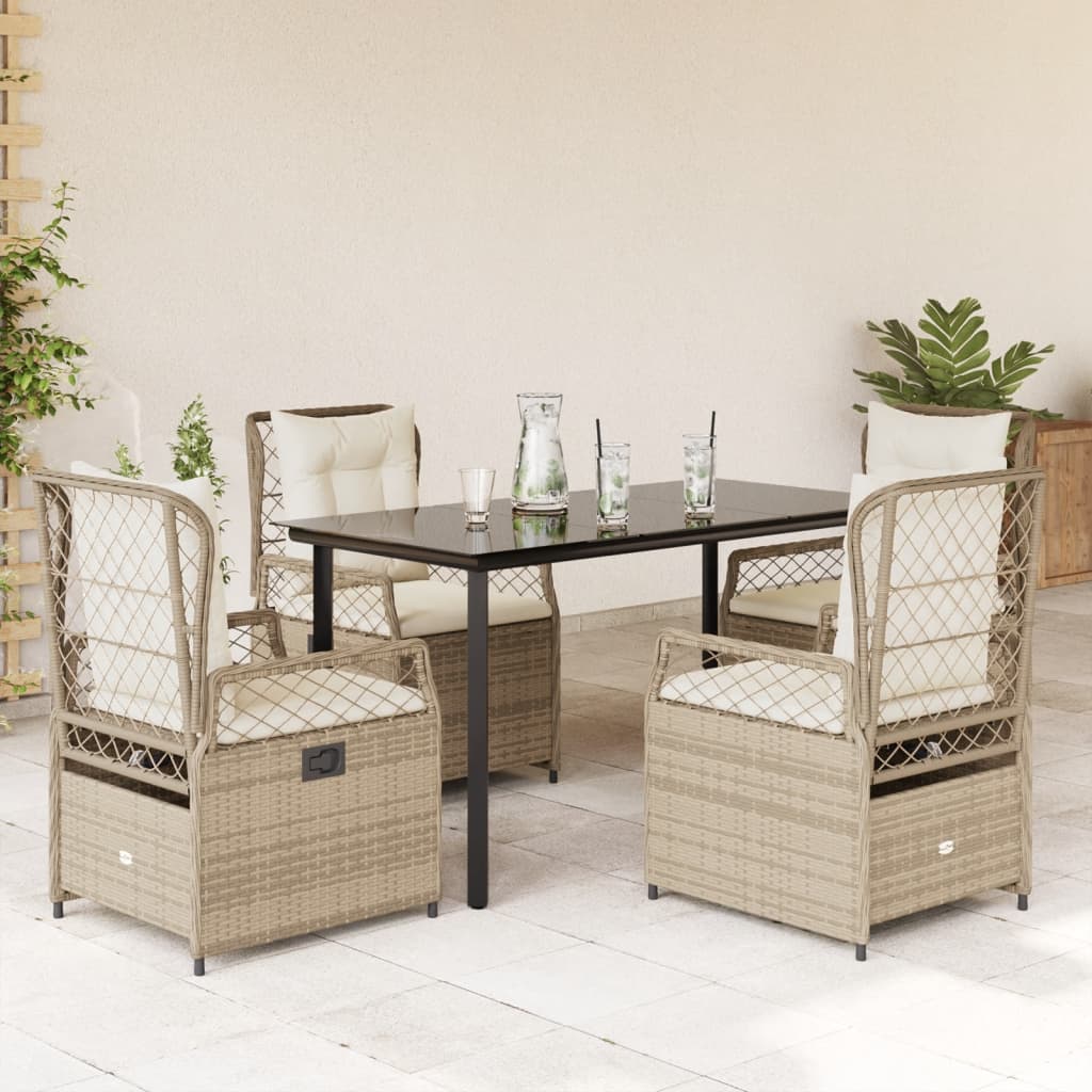 5-delige Tuinset met kussens poly rattan beige is nu te koop bij PeponiXL, paradijselijk wonen!