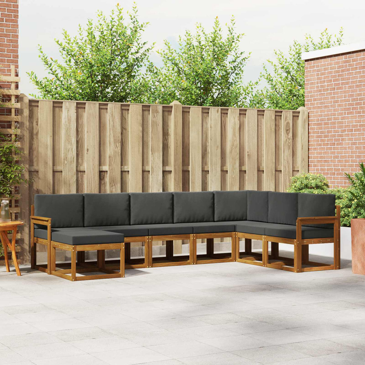 Buiten bankenset met kussen 8 pcs Natuurlijk en Antraciet is nu te koop bij PeponiXL, paradijselijk wonen!