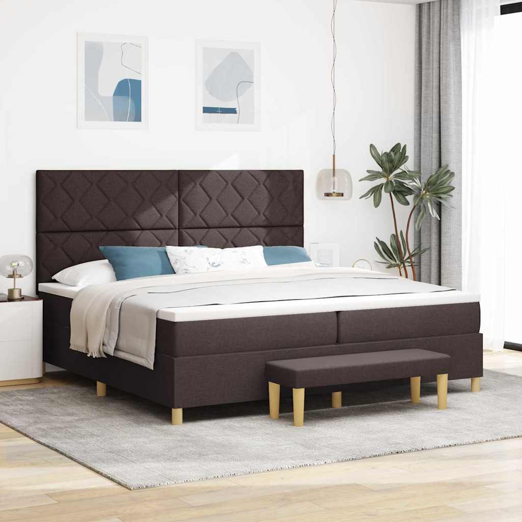 Boxspring bed met matras Donkerbruin 200 x 200 cm Stof is nu te koop bij PeponiXL, paradijselijk wonen!