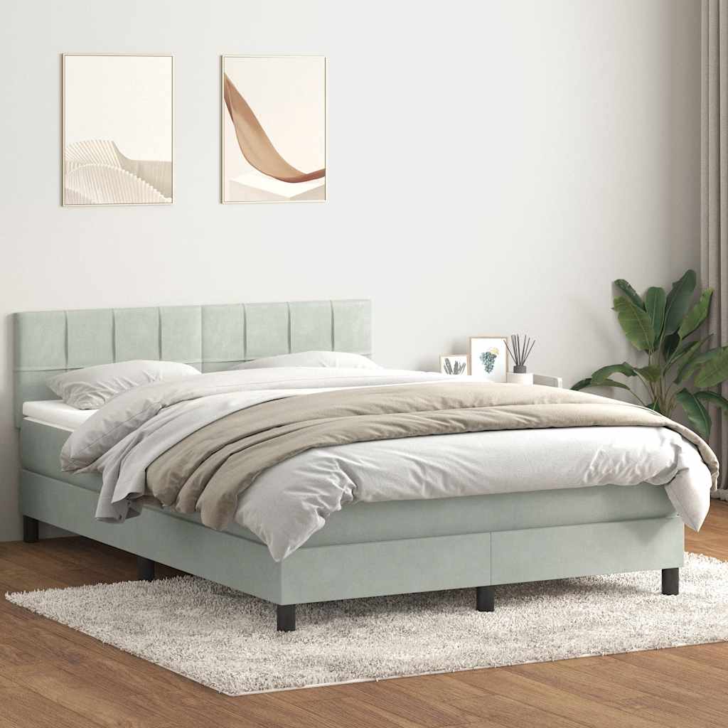 Boxspring met matras fluweel lichtgrijs 160x210 cm is nu te koop bij PeponiXL, paradijselijk wonen!