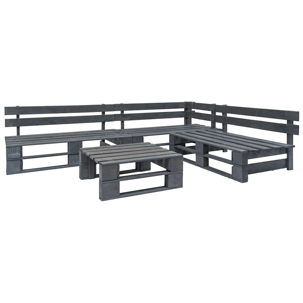 4-delige Loungeset pallet hout grijs is nu te koop bij PeponiXL, paradijselijk wonen!