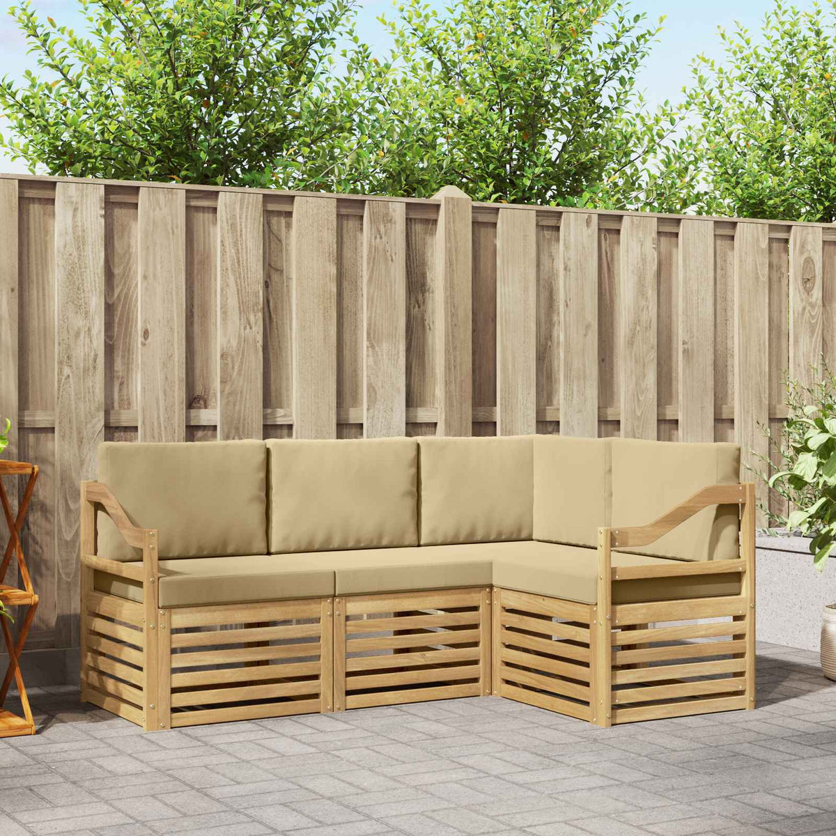 Sofa-Sets 4 pcs Wit en Beige 185,5 x 126,5 x 73 cm Polyester is nu te koop bij PeponiXL, paradijselijk wonen!