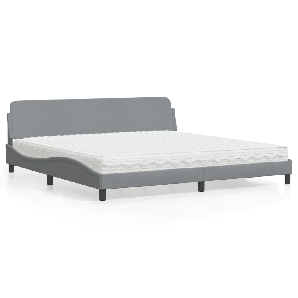 Bed met matras "Dover" stof lichtgrijs 200x200 cm is nu te koop bij PeponiXL, paradijselijk wonen!