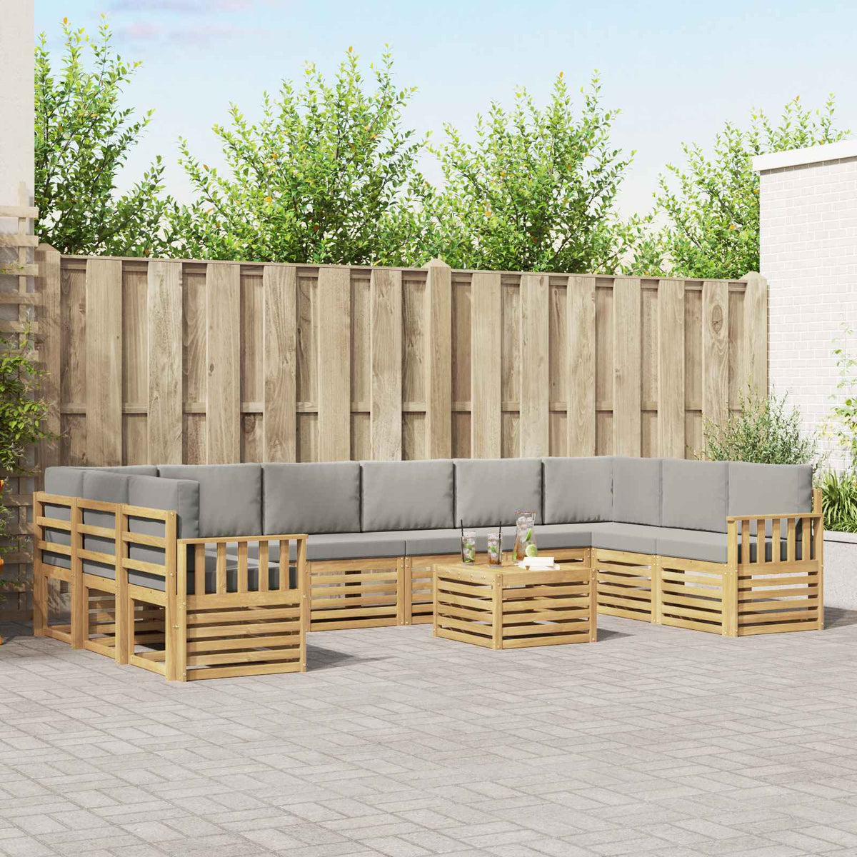 Buiten bankenset 8 pcs Wit en Lichtgrijs 59 x 59 x 37 cm is nu te koop bij PeponiXL, paradijselijk wonen!