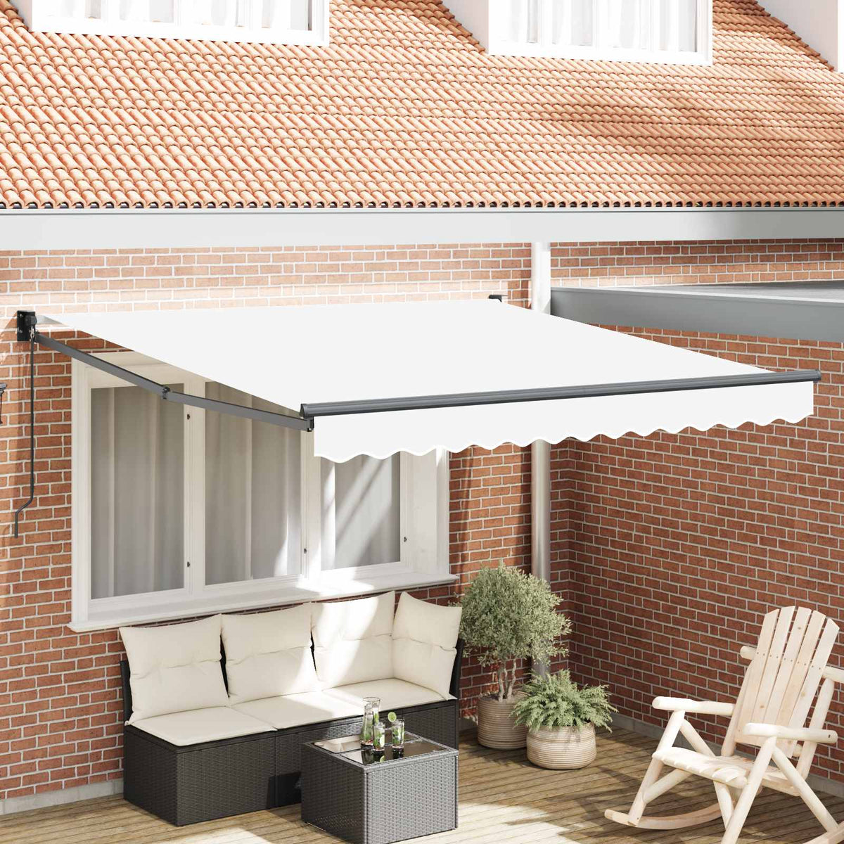 Handmatig uitschuifbare luifel Wit 350 x 250 cm is nu te koop bij PeponiXL, paradijselijk wonen!