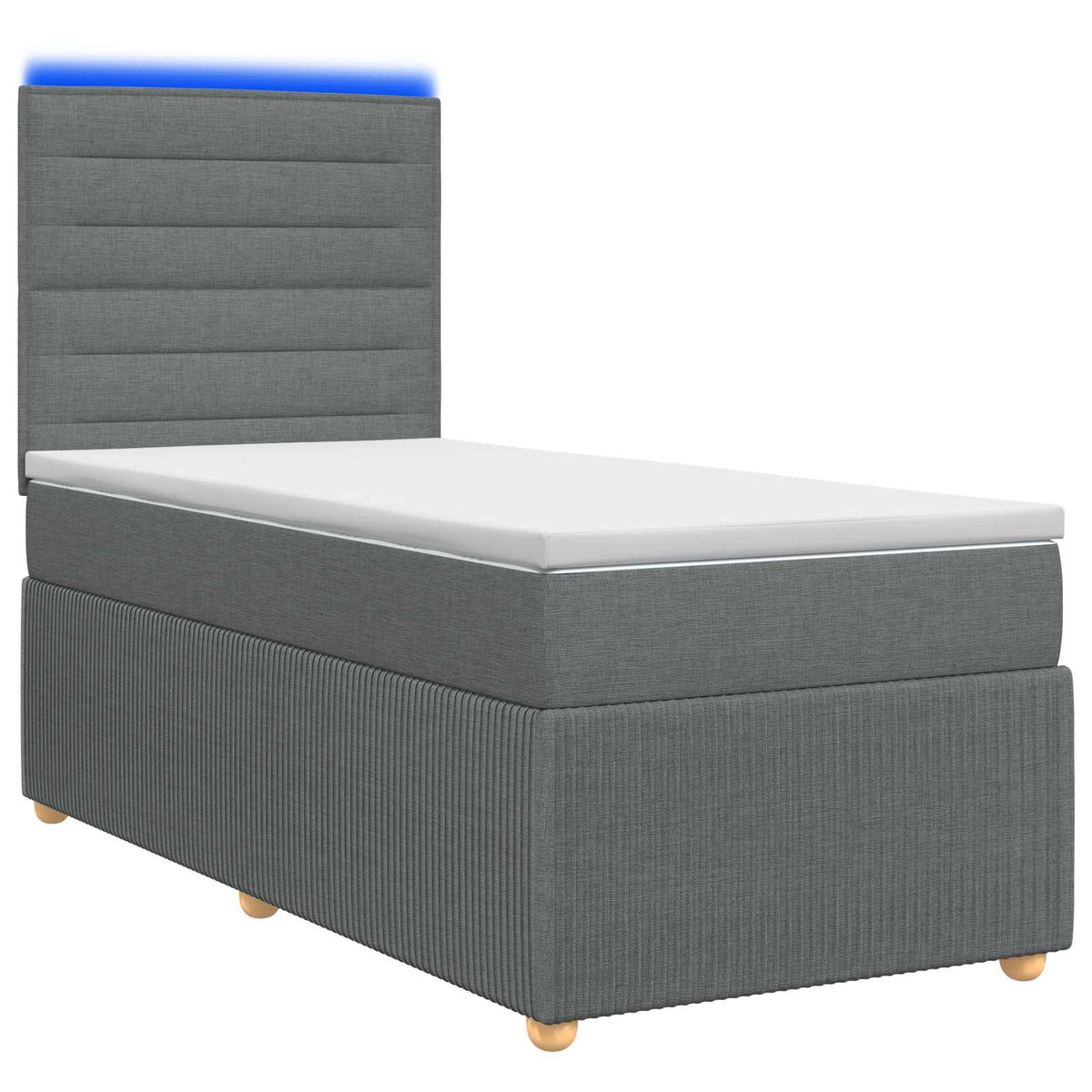LED Boxspring Bed met Matras Donkergrijs 90 x 190 cm Stof is nu te koop bij PeponiXL, paradijselijk wonen!