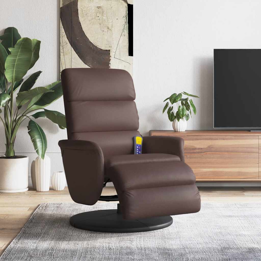 Massagestoel verstelbaar met voetensteun kunstleer bruin is nu te koop bij PeponiXL, paradijselijk wonen!