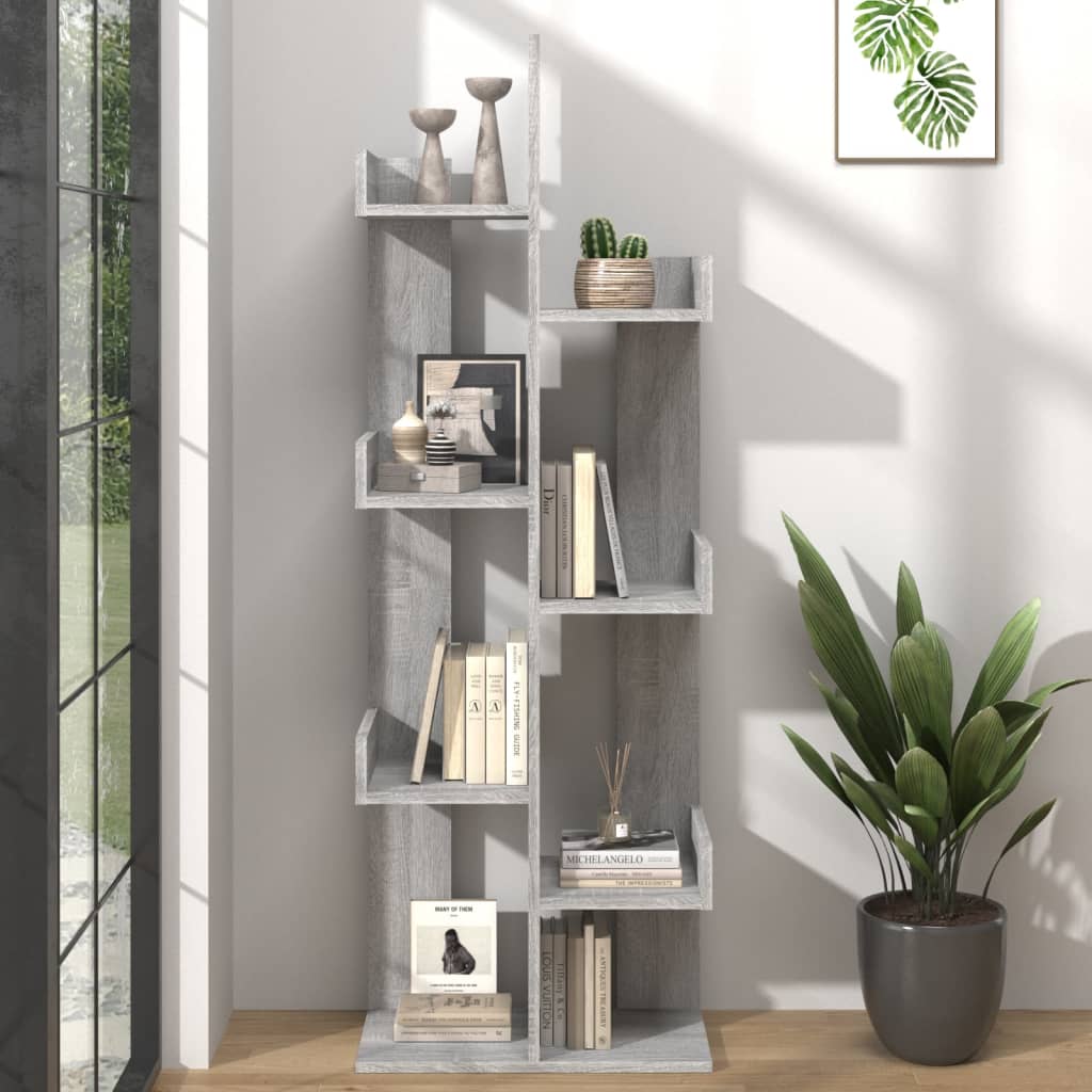 Boekenkast 48x25,5x140 cm bewerkt hout grijs sonoma eikenkleur is nu te koop bij PeponiXL, paradijselijk wonen!