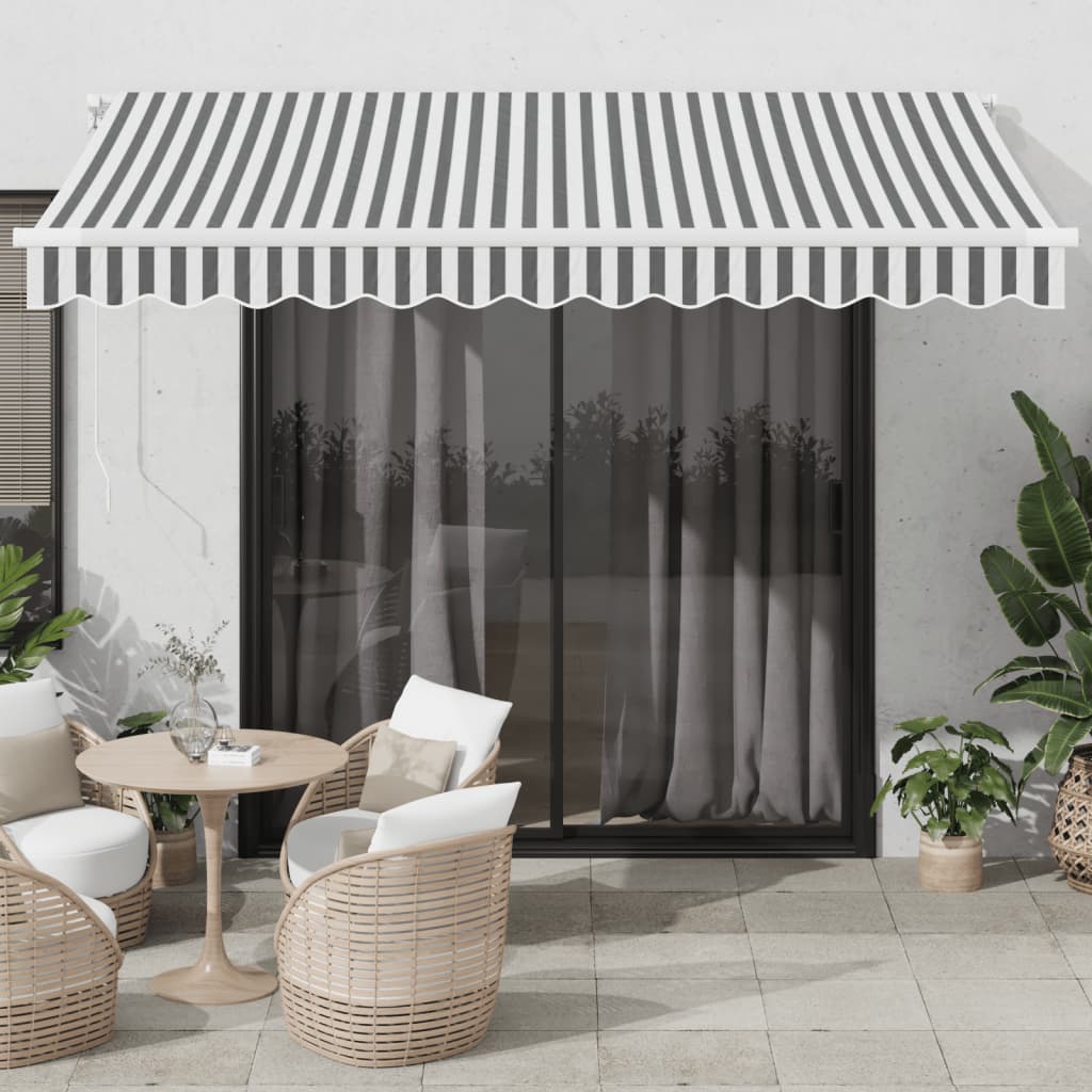 Luifel handmatig uittrekbaar en LED 350x250 cm antraciet en wit is nu te koop bij PeponiXL, paradijselijk wonen!