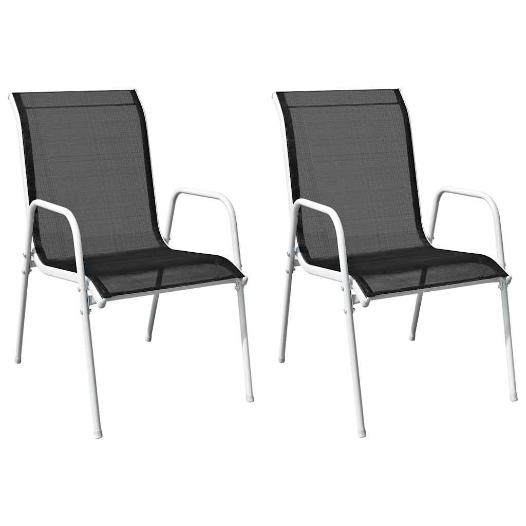 Tuinstoelen stapelbaar 2 st staal en textileen zwart is nu te koop bij PeponiXL, paradijselijk wonen!