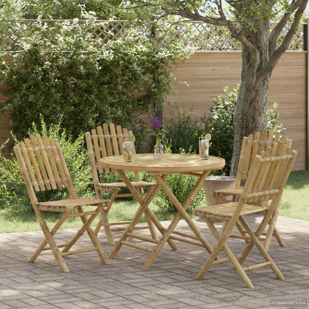 Tuinstoel 4 pcs Naturel 42 x 53 x 90 cm Bamboe is nu te koop bij PeponiXL, paradijselijk wonen!