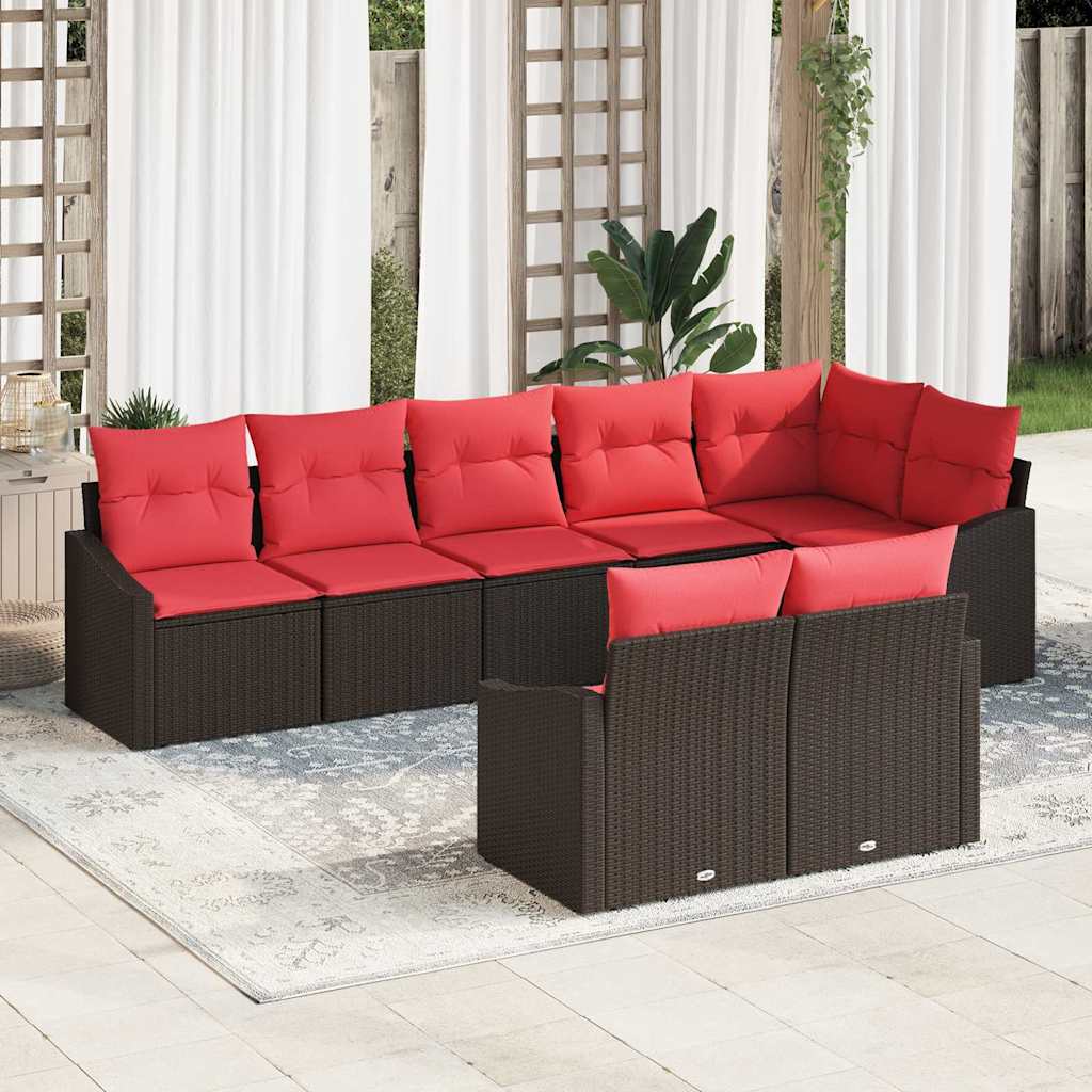 Bankstel 8 st Bruin poly rattan is nu te koop bij PeponiXL, paradijselijk wonen!