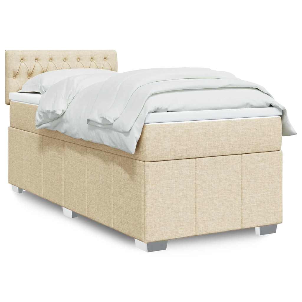 Boxspring met matras stof crèmekleurig 100x200 cm is nu te koop bij PeponiXL, paradijselijk wonen!
