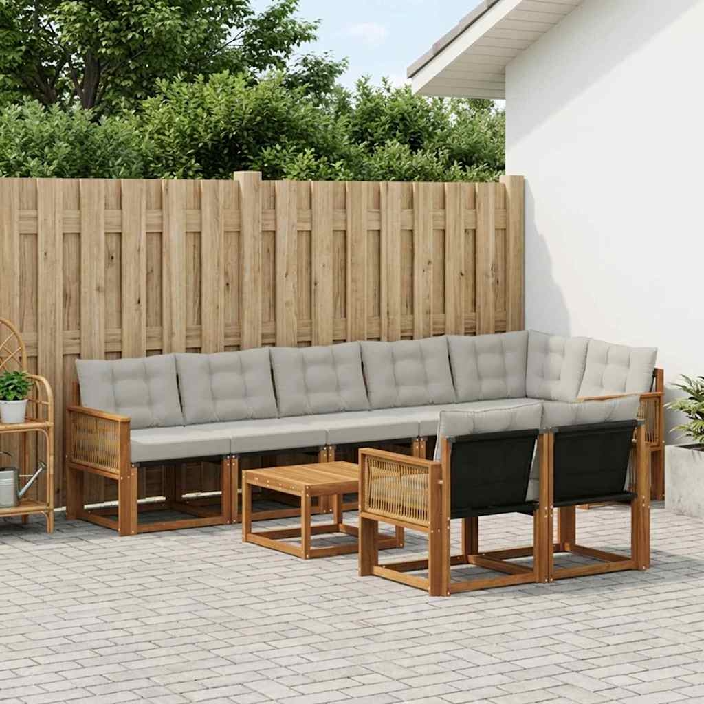 Buiten bankenset met kussen 9 pcs Naturel en lichtgrijs is nu te koop bij PeponiXL, paradijselijk wonen!