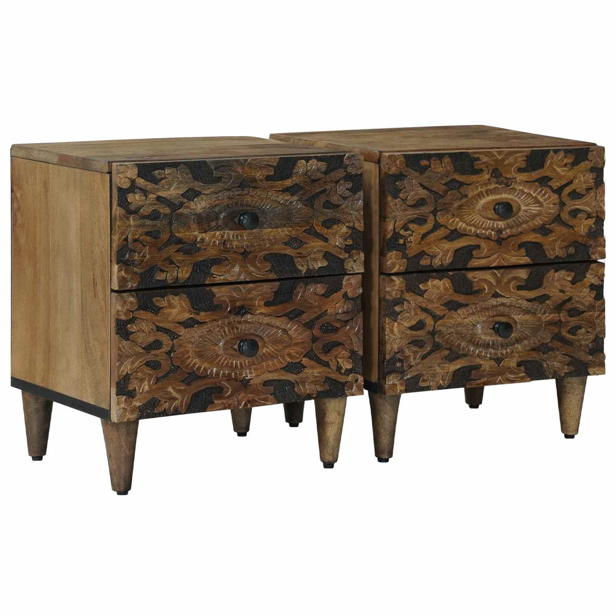 Nachtkastje 2 pcs Bruin 40 x 33,5 x 46 cm Massief Mango Hout is nu te koop bij PeponiXL, paradijselijk wonen!