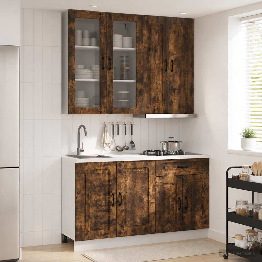 Keukenblok KALMAR 4 pcs Gerookt eiken Bewerkt hout is nu te koop bij PeponiXL, paradijselijk wonen!