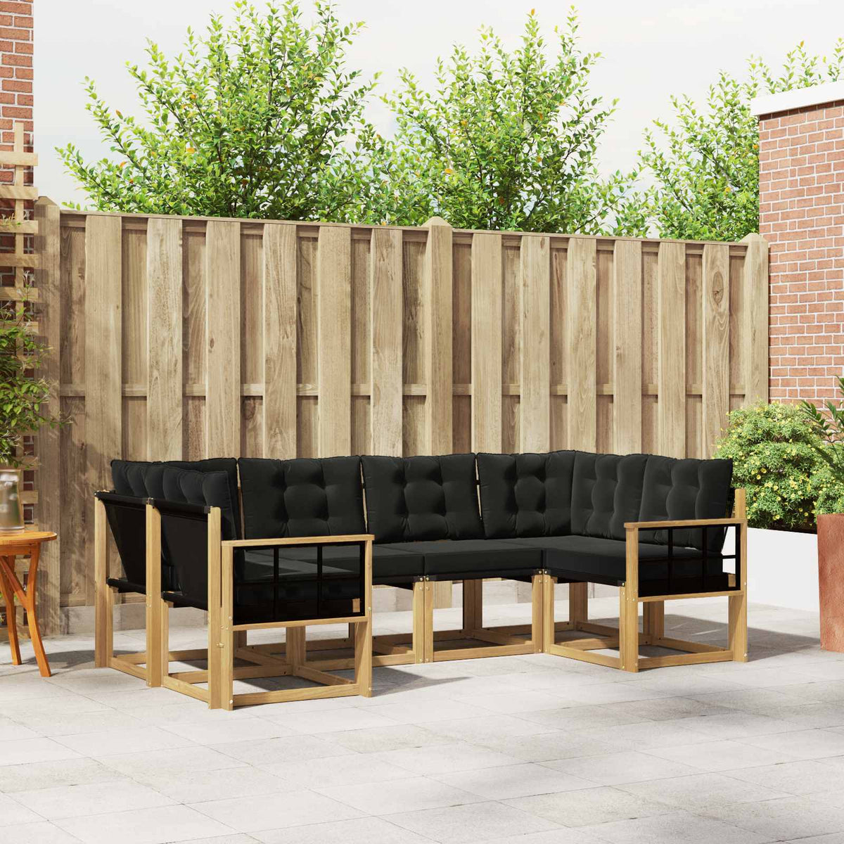 Buiten bankenset met kussen 6 pcs Wit en zwart is nu te koop bij PeponiXL, paradijselijk wonen!