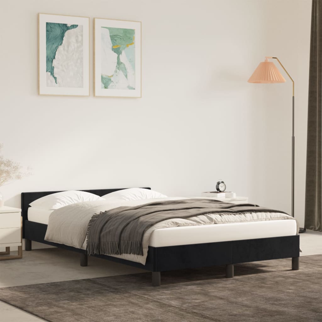 Bedframe zonder matras 120x190 cm fluweel zwart is nu te koop bij PeponiXL, paradijselijk wonen!