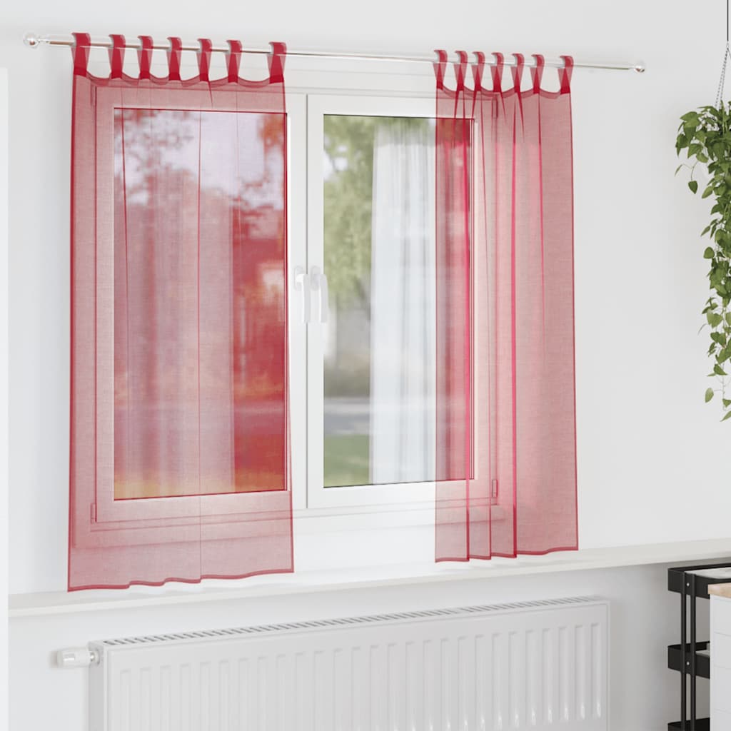 Gordijnen voile met lussen 2 st 140x175 cm wijnrood is nu te koop bij PeponiXL, paradijselijk wonen!