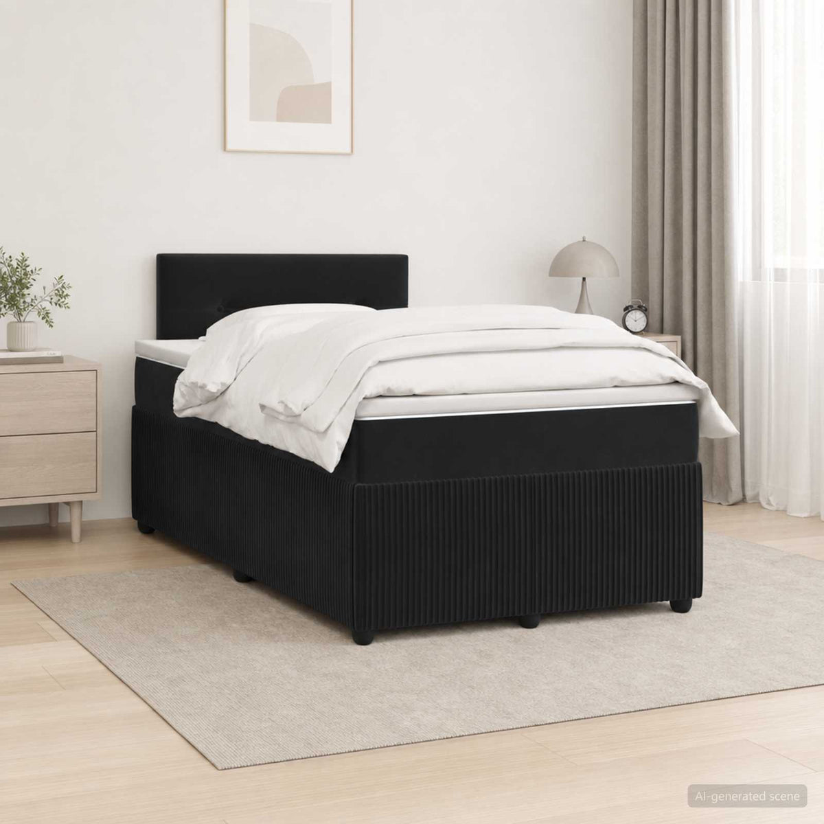 Boxspringbed met matras Zwart 120 x 190 cm Fluweel is nu te koop bij PeponiXL, paradijselijk wonen!
