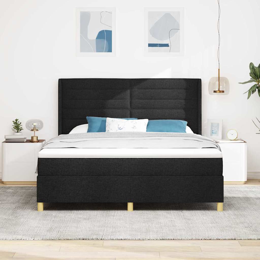 Boxspringbed met matras met hoofdeinde Zwart 180 x 200 cm Stof is nu te koop bij PeponiXL, paradijselijk wonen!