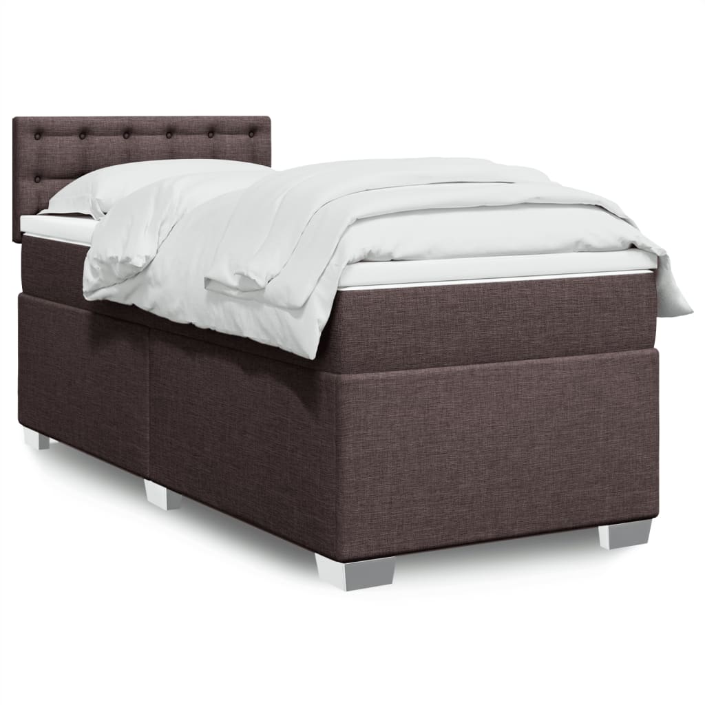 Boxspring met matras stof donkerbruin 90x190 cm is nu te koop bij PeponiXL, paradijselijk wonen!