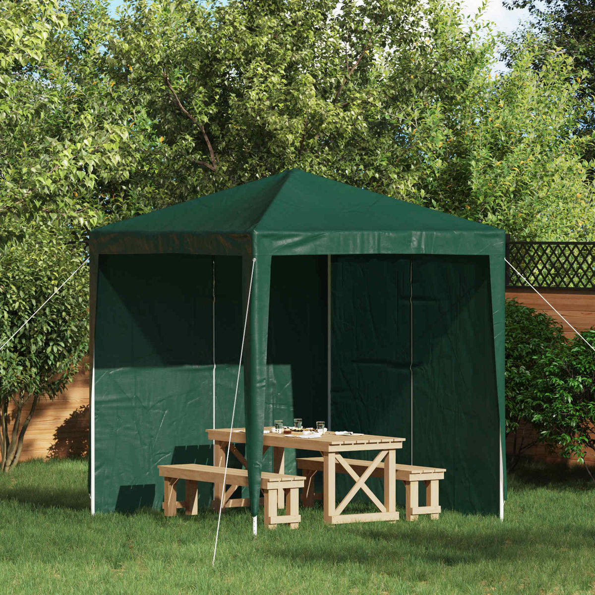 Party Tent Zijwand 2 pcs Groen 200 x 195 cm PE en staal is nu te koop bij PeponiXL, paradijselijk wonen!