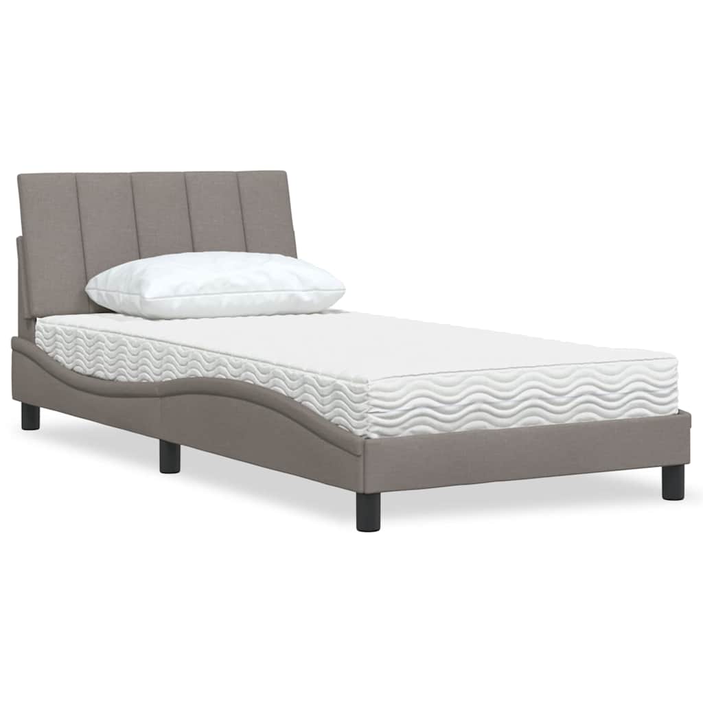 Bed met matras "Hanko" stof taupe 100x200 cm is nu te koop bij PeponiXL, paradijselijk wonen!
