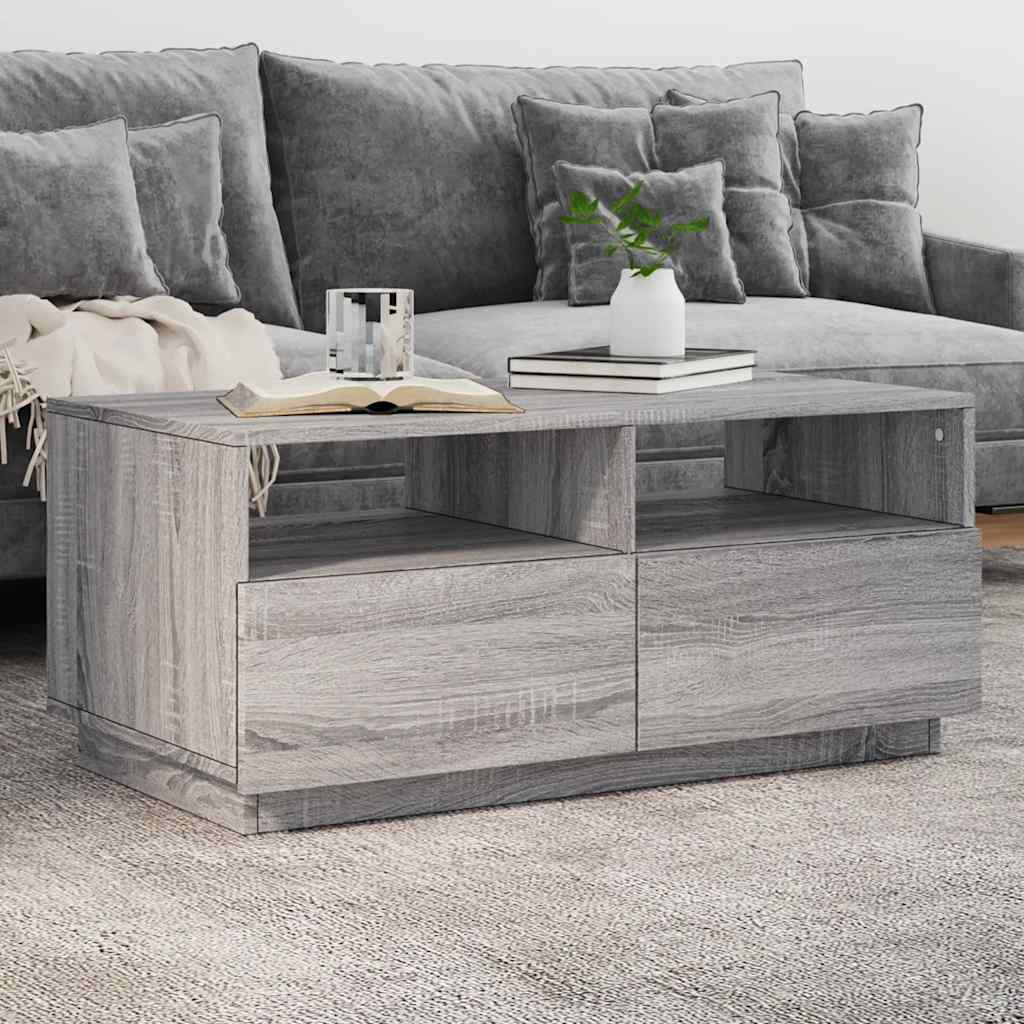 Salontafel met LED-verlichting 90x49x40 cm grijs sonoma eiken is nu te koop bij PeponiXL, paradijselijk wonen!