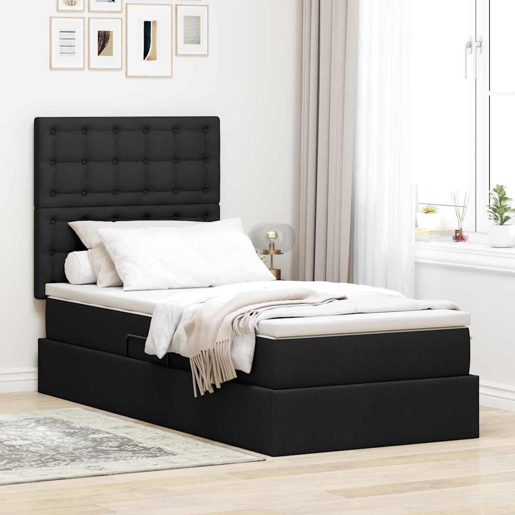 Opslag bed met matras met matras Zwart 90 x 200 cm Polyester is nu te koop bij PeponiXL, paradijselijk wonen!