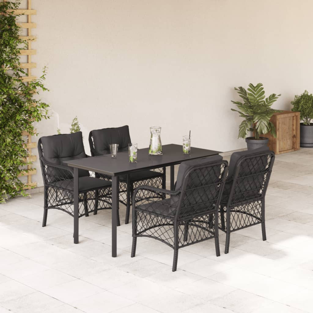 5-delige Tuinset met kussens poly rattan zwart is nu te koop bij PeponiXL, paradijselijk wonen!