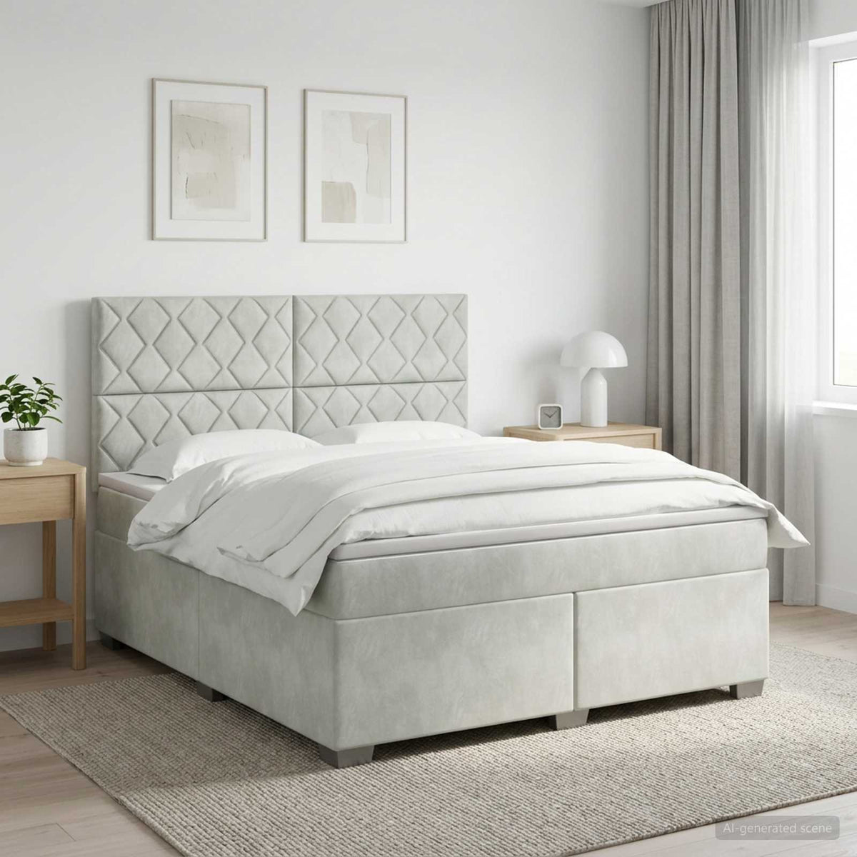 Boxspringbed met matras Lichtgrijs 140 x 190 cm Fluweel is nu te koop bij PeponiXL, paradijselijk wonen!
