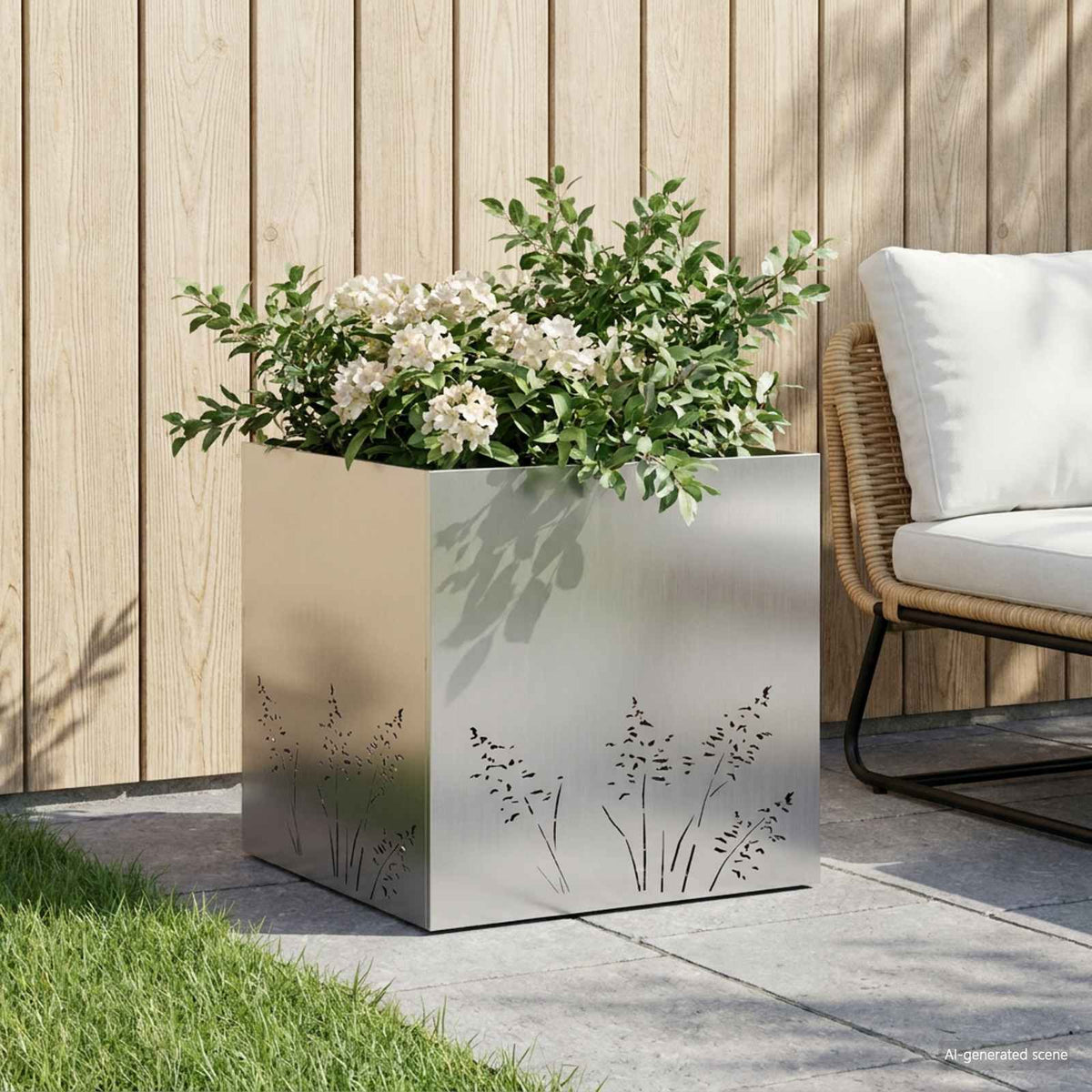 Plantenbak zilver 50 x 50 x 49 cm Gegalvaniseerd staal is nu te koop bij PeponiXL, paradijselijk wonen!