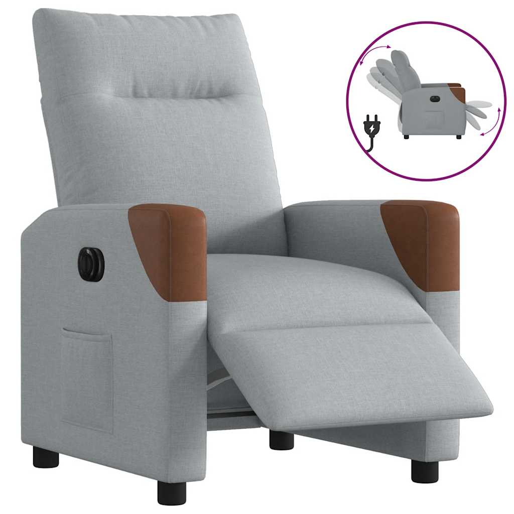 Fauteuil elektrisch verstelbaar stof lichtgrijs is nu te koop bij PeponiXL, paradijselijk wonen!