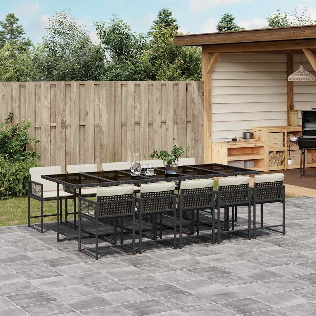 11-delige Tuinset met kussens poly rattan zwart is nu te koop bij PeponiXL, paradijselijk wonen!