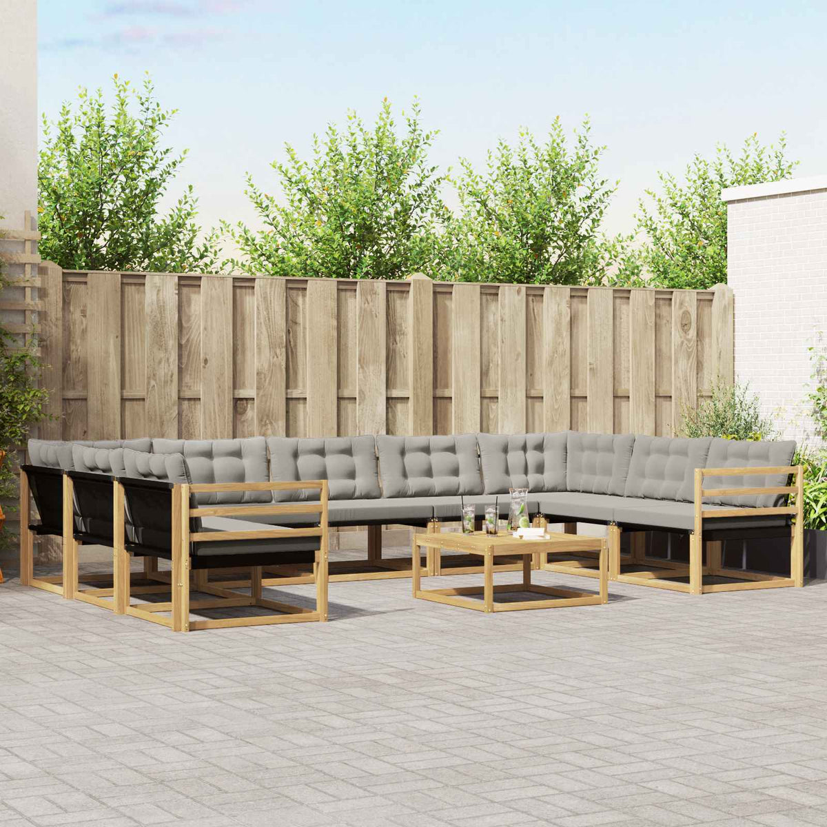 Buiten bankenset 10 pcs Wit en Lichtgrijs is nu te koop bij PeponiXL, paradijselijk wonen!