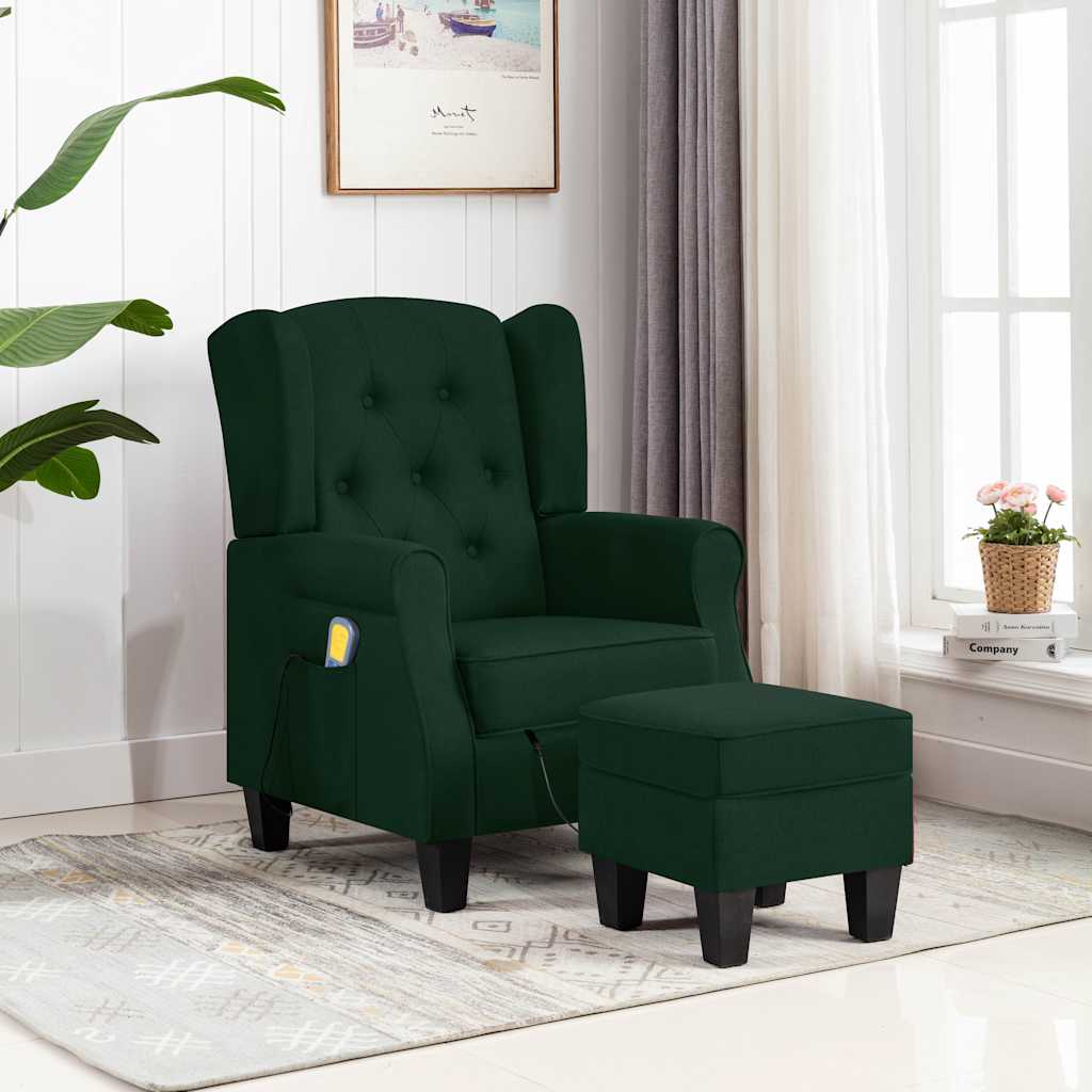 Massagestoel met voetenbankje stof donkergroen is nu te koop bij PeponiXL, paradijselijk wonen!