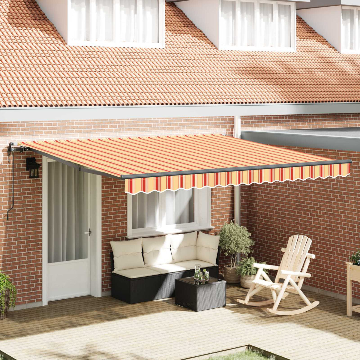 Inklapbaar Zonnescherm Geel en Oranje 400 × 350 cm is nu te koop bij PeponiXL, paradijselijk wonen!