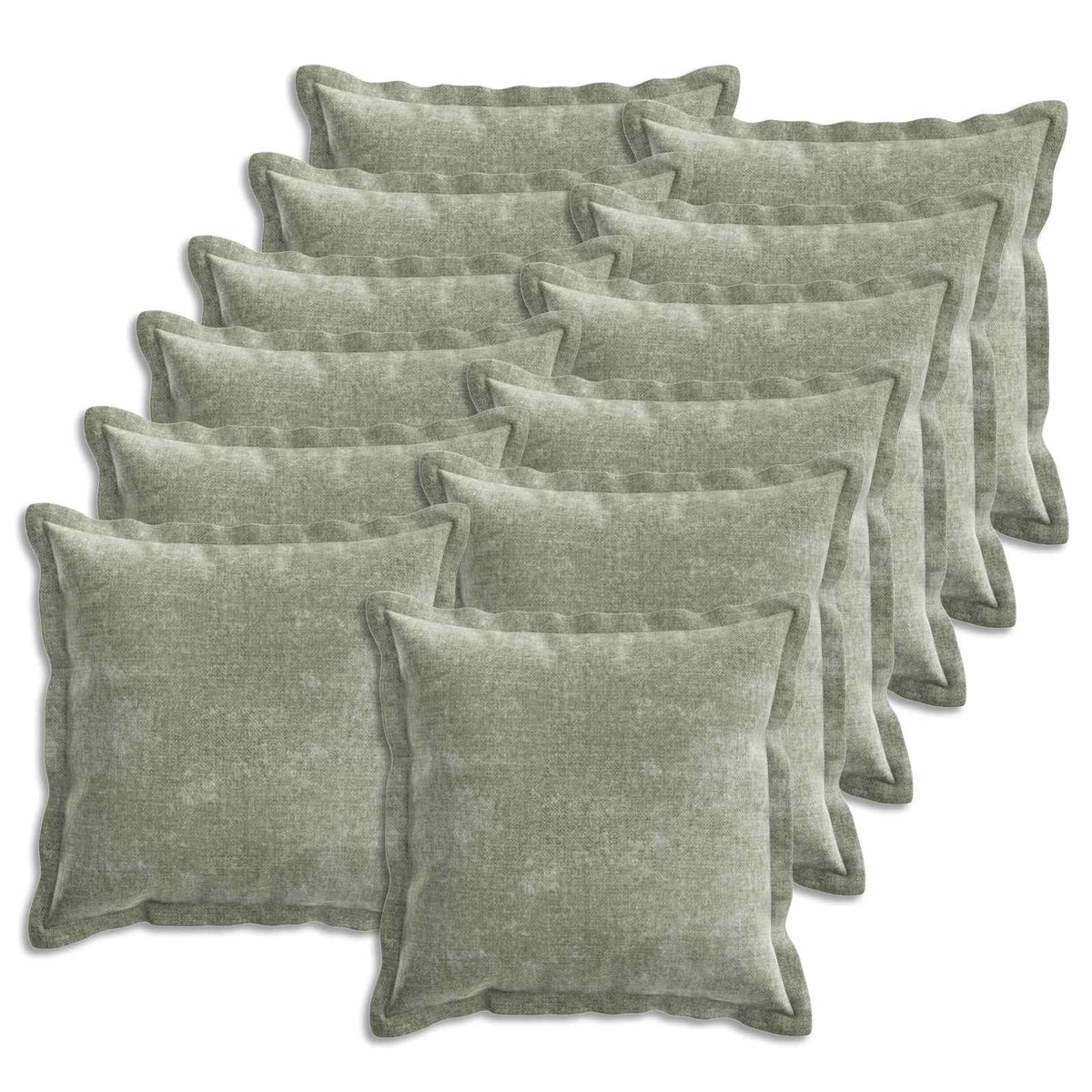 Kussensloop 12 st HOUTEN Groen 45 x 45 cm Chenille Stof is nu te koop bij PeponiXL, paradijselijk wonen!