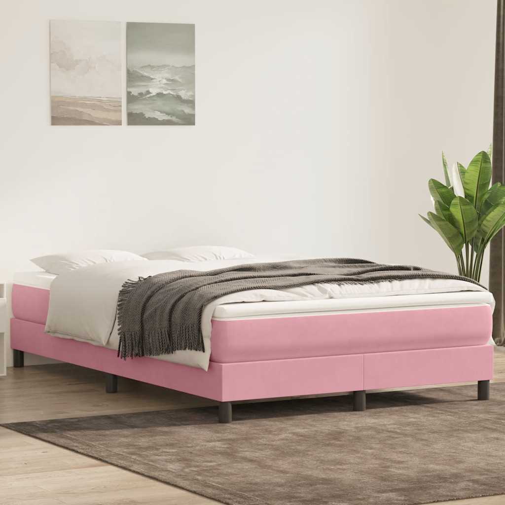 Boxspring met matras fluweel roze 140x210 cm is nu te koop bij PeponiXL, paradijselijk wonen!