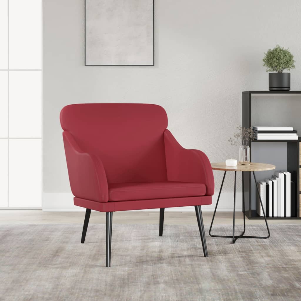 Fauteuil 63x76x80 cm kunstleer wijnrood is nu te koop bij PeponiXL, paradijselijk wonen!