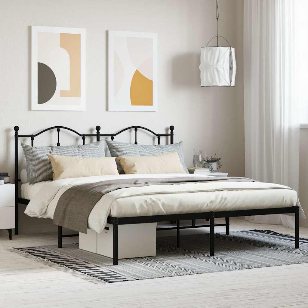 Bedframe met hoofdbord metaal zwart 180x200 cm is nu te koop bij PeponiXL, paradijselijk wonen!