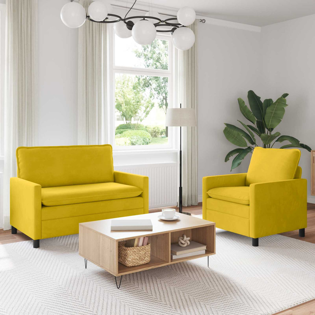 Bankstel 2 pcs Geel Fluweel is nu te koop bij PeponiXL, paradijselijk wonen!