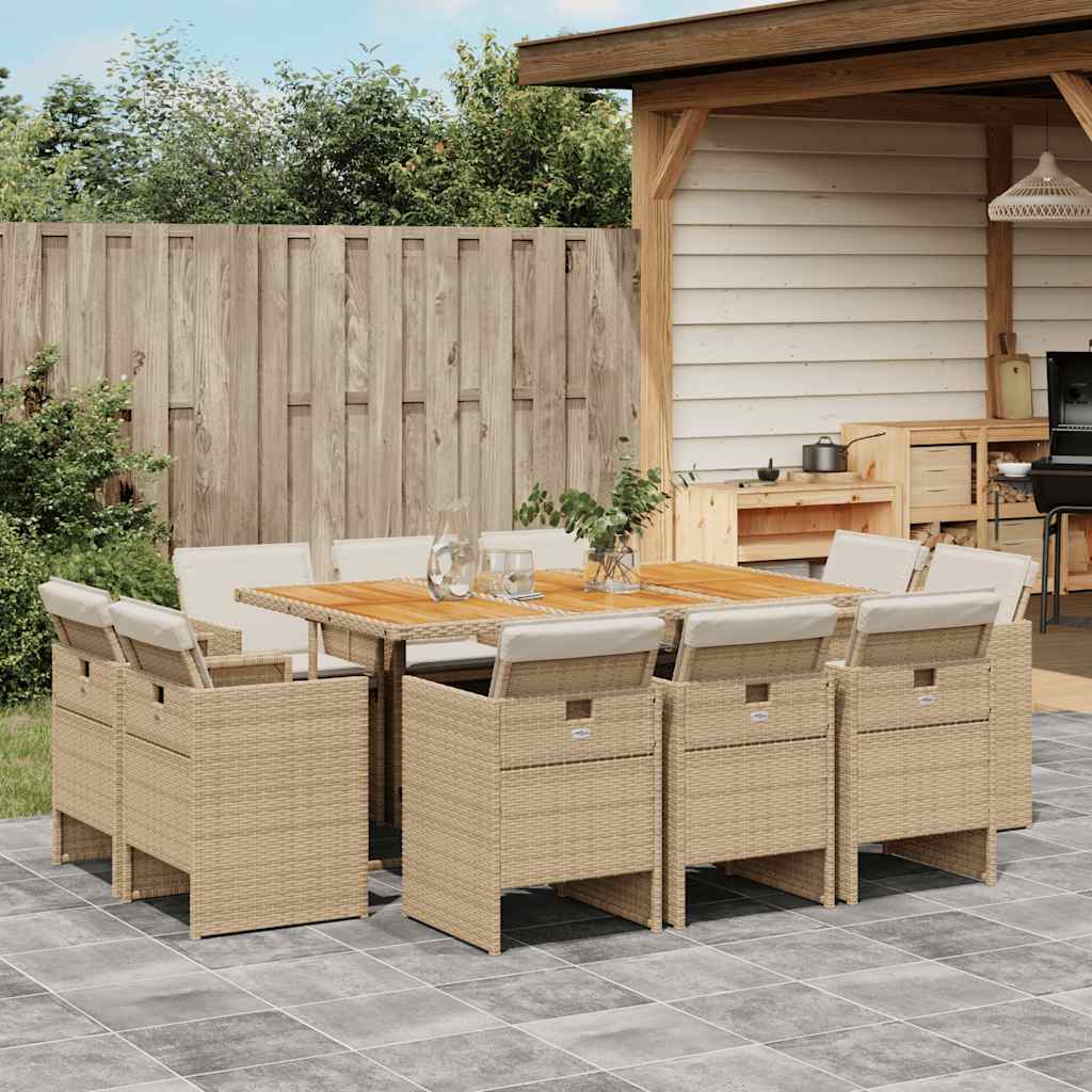 11-delige Tuinset met kussens poly rattan beige is nu te koop bij PeponiXL, paradijselijk wonen!