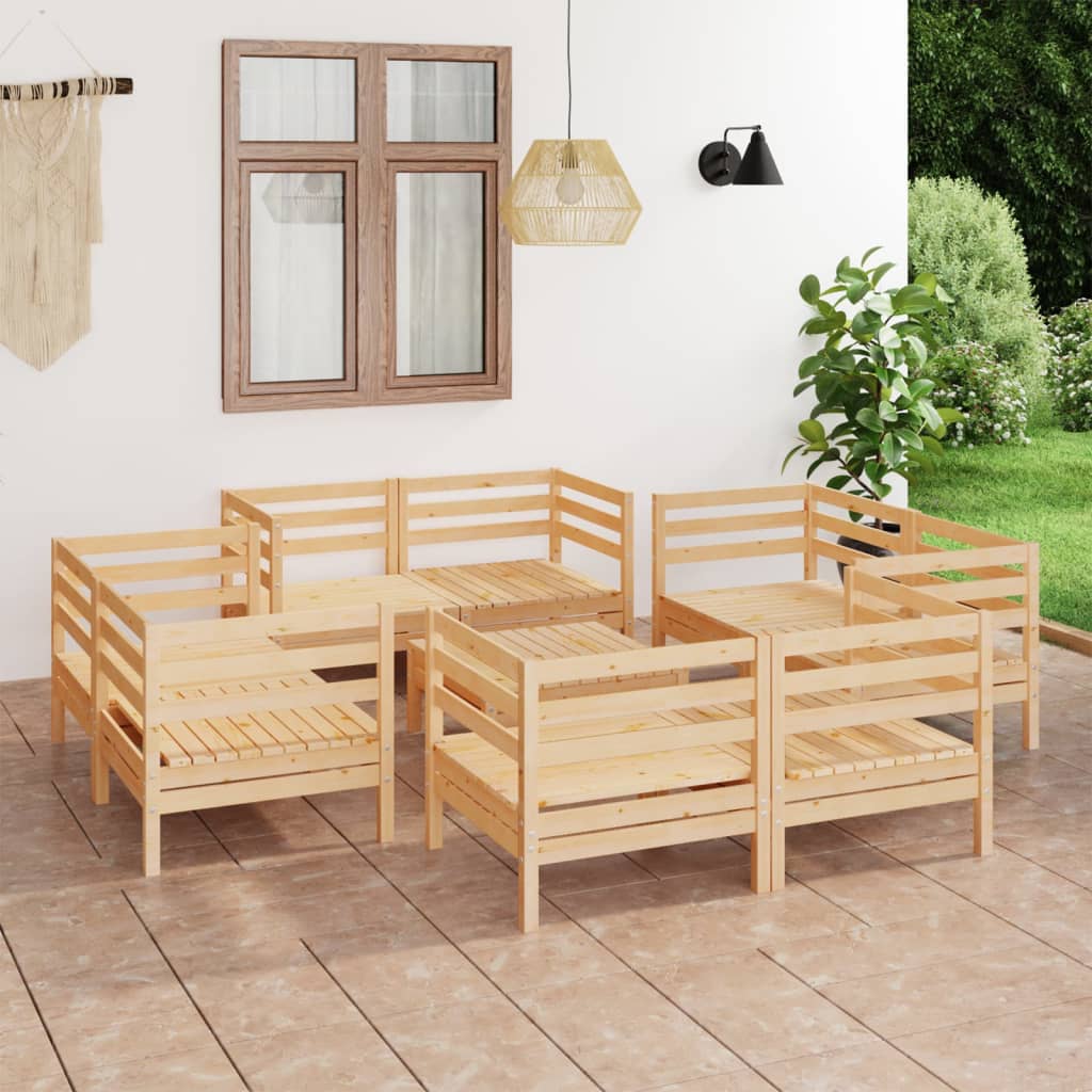 9-delige Loungeset massief grenenhout is nu te koop bij PeponiXL, paradijselijk wonen!
